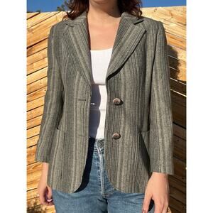 Vintage Grey Wool Striped Blazer